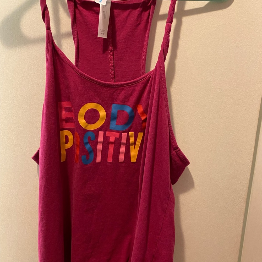 Beachbody pink Let’s Get Up Body Positive tank